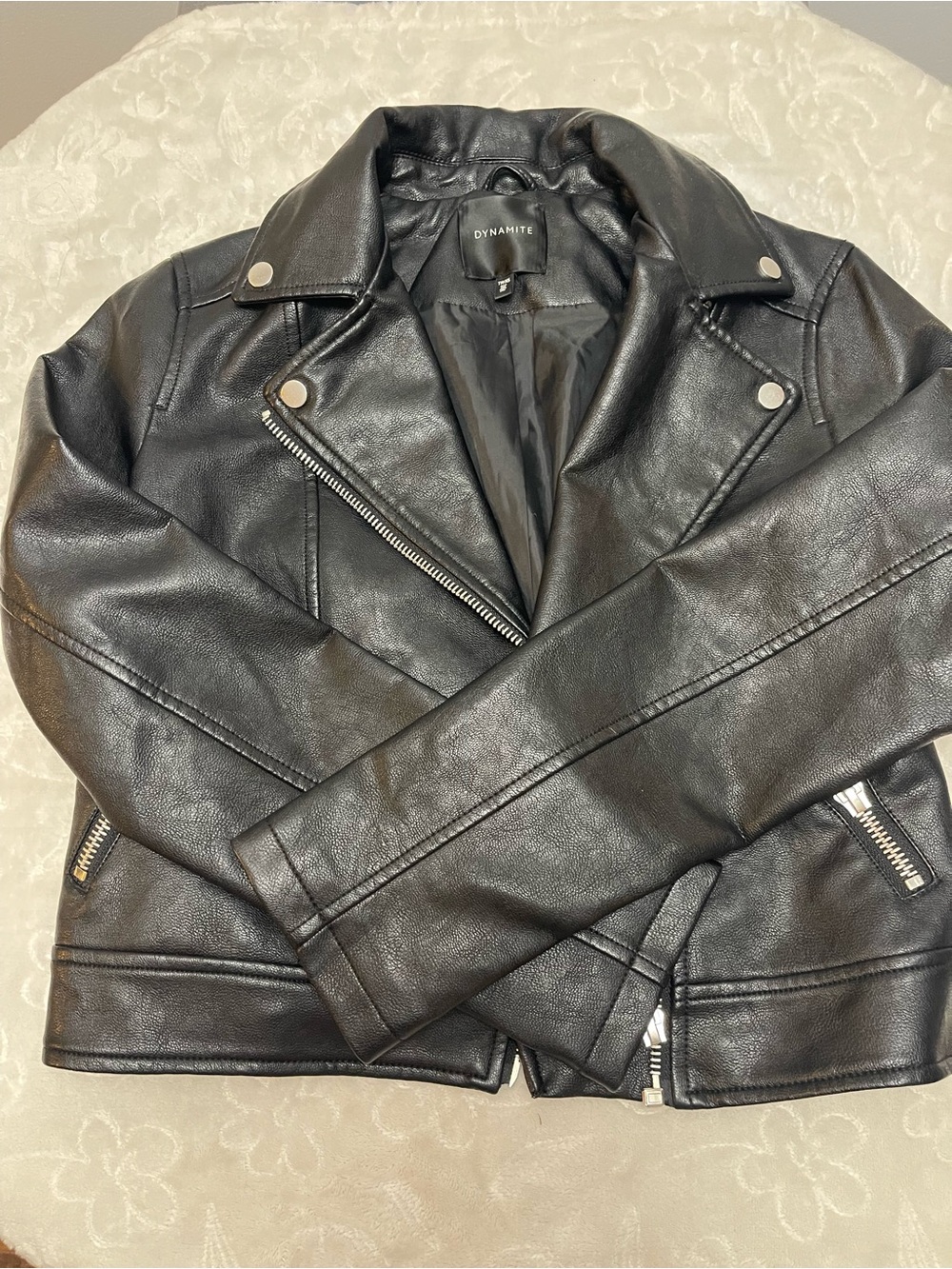 Dynamite Black Faux Leather Biker Jacket